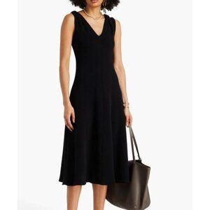 NWT Vince Twisted Back Black Wool-Blend Midi Dress Size S